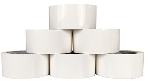 RAYLU PAPER - Nastro adesivo per l'imballaggio di scatole di spedizione resistenti ed extra resistenti, 66 metri x 50 mm di larghezza (6 unità, bianco)