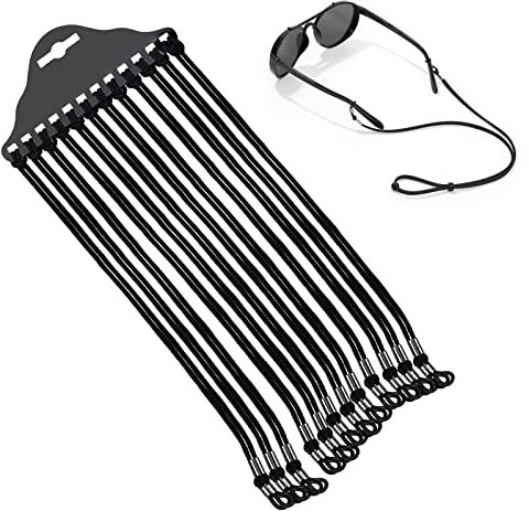 PlandleLee 12 Pièces Cordon Lunettes, Nylon Noir Chaînes à Lunettes Lunettes Chaîne Lanière Réglable Universel Attaches Lunettes Sangles PU Lunettes Chaîne Ficelle Titulaire Cordons Lunettes