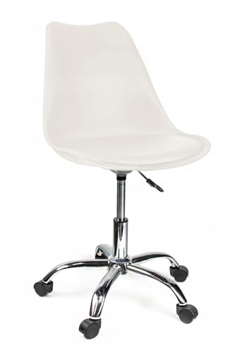 JUMI Praktisch Bürostuhl IGER - 51 x 78 x 60 cm Bürostuhl Ergonomisch, Gaming Stuhl - Pc Stuhl, Schreibtischstuhl, Drehstuhl Mit Rollen, Höhenverstellung, Kunstoff (Öko-Leder, Weiß)
