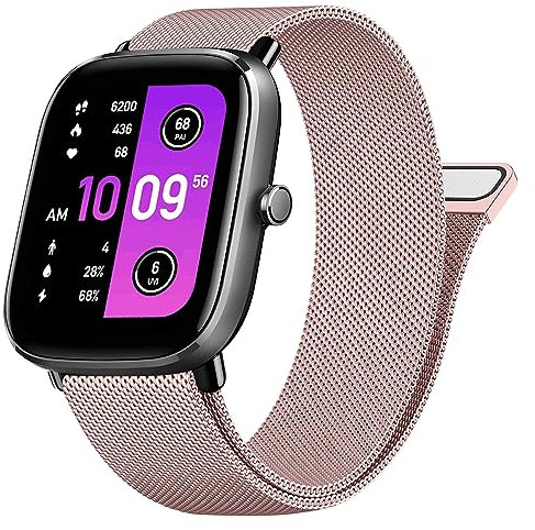 Vancle Armband für Amazfit GTS 2 Mini Armband/GTS 4 Mini/GTS 4/GTS 3/GTS 2/GTS 2e für Damen Herren,Metall Mesh Edelstahl Ersatzarmband 20mm Uhrenarmband für Amazfit GTR Mini/GTR 42mm(Rosa)