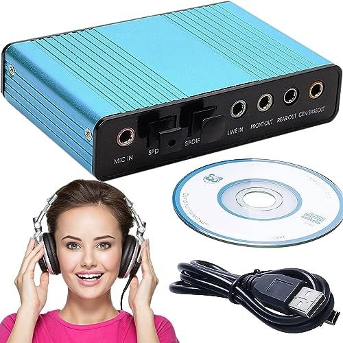 Retoo Soundkarte extern 7.1 Surround Sound, Stereo Audio Adapter Lautstärkeregelung, Anschluss für Kopfhörer, Mikrofon, Mikrofonstummschaltung für PC