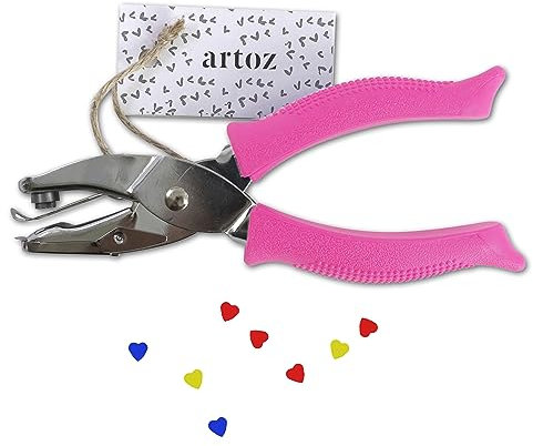 Artoz Herzlocher - Lochzange mit Herzmotiv für bis zu 500 g/m² - für Papier, Karten, Basteln für Briefe, Einladungen