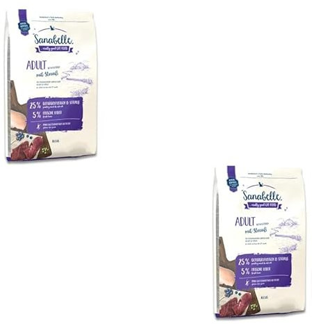 bosch TIERNAHRUNG Sanabelle Adult mit Strauß Doppelpack 2 x 400 g Trockenfutter für ausgewachsene Katzen ab dem 12. Monat Ohne glutenhaltiges Getreide Mit 84 % tierischem Protein