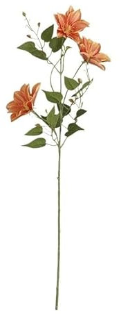 Artificial Small Handle Clematis Flower Bouquet for Home Decor (Color : Orange)