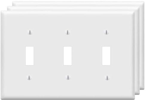 Toggle Light Switch Wall Plates 3-Gang Switch Electrical Cover Plate Unbreakable Thermoplastic Faceplate, White (3 Pack)