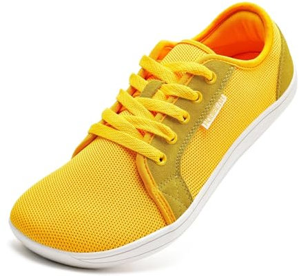 HOBIBEAR Unisex Breite Barfuss Schuhe Damen Herren Barfußschuhe Minimalistische Outdoor Trail Running Walking Schuhe (gelb EU 38)