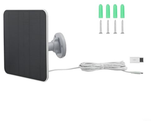 Panneau solaire de sonnette vidéo, chargeur solaire 5 W pour sonnette vidéo Ring - Panneau solaire étanche avec performance facile et haute performance (blanc)