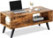 Huhote Industrial Coffee Table, Living Room Table, Coffee Tables with Wood Legs, 2-Tier Wood Center Tables with Storage Shelf, Teatable for Living Room Bedroom Home Office, 100 x 50 x 45 cm, Brown