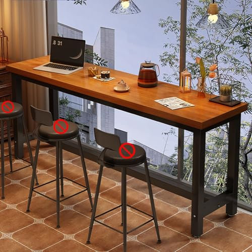 YVYKFZD Bartisch für Zuhause, rechteckiger Stehtisch, Esstisch im Industriestil, Frühstückstisch aus Massivholz, Bistrotisch mit Metallbockfuß, nur Tisch(Light Brown,55.1x23.6x41.3)