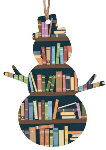 Libreria in stile cartone animato, decorazione natalizia in legno, per caminetto e albero di Natale, decorazione da appendere