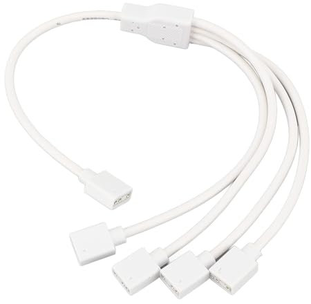 ARGB Splitter Cable, 1 to 4 Female to Female 5V 3 Pin RGB Splitter Extension Cable ARGB LED Sync Cable for Computer Case CPU Cooler and 5V ARGB Fan (White)