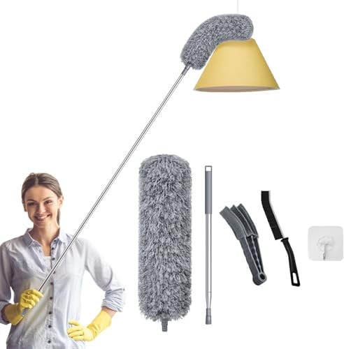 Feather Duster 5PCS Reusable Duster Washable Ultra Fine Fiber Head Shutter Brush Gap Brush for Cleaning Roof High Ceiling Fan Blinds Cobweb