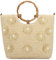 Freiesoldaten Sac fourre-tout en Paille à Fleurs et Perles pour Femmes Grand sac à Main d'été avec Poignée de Plage Tissée avec Sangle Réglable