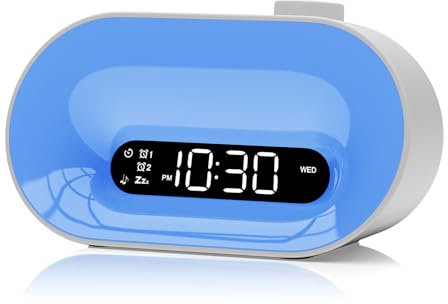 Wecker mit Licht Bluetooth Lautsprecher Lichtwecker Wake Up Licht mit Sonnenaufgang und Geräuschmaschine mit 30 Schlafgeräusche, Dimmbares Display, Doppelalarm, Sleep-Timer, Wecklicht für Kinder