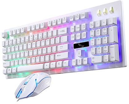 NUOBESTY 1Ensemble Clavier et Souris USB Filaire Luminieux pour Gamer Clavier Mécanique et Souris Ergonomique Design Pratique et Créatif pour Bureau et