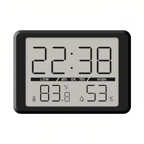 Lancoon Kleine Elektronische Wecker mit Temperatur Luftfeuchtigkeit LCD Thermo-Hygrometer Magnetische Design Hintergrundbeleuchtung 3 Arten von Platzierung Snooze für Haus Küche Büro