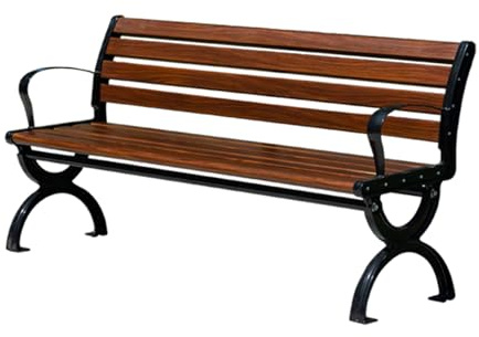 YUNHEST Gartenbank Aus Metall for Den Außenbereich, 3-Sitzer, Rostfreier Parkstuhl Aus Zinklegierung, 150 cm Langer Freizeitsitz Mit Lattenrost-Rückenlehne Und Glatten Armlehnen