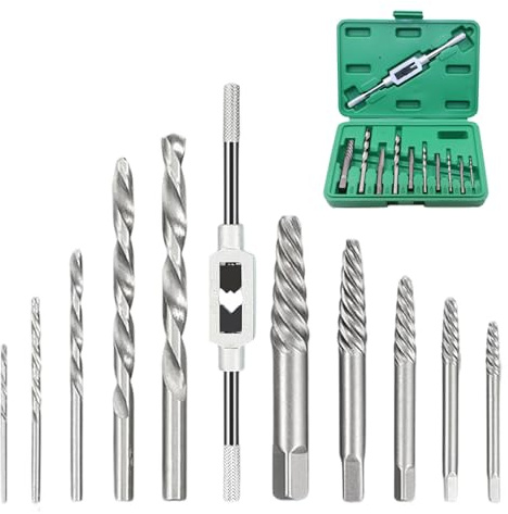 11 PCS Schraubenausdreher Set, Linksausdreher Set mit 5 Ausdrehern + 5 Bohrern + 1 Schraubenschlüssel für Schraubengrößen M3 - M18, Schraubenlöser mit extra Griffigkeit, Ideal für defekte Schrauben(B)