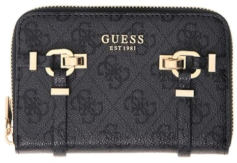 GUESS Geldbörse Leona Logo SLG Zip Around Wallet Coal Logo dunkelgrau