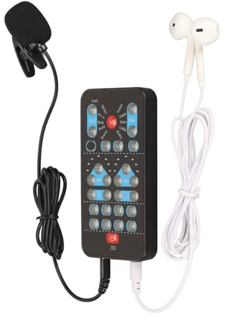 MENDUNER Changeur de Voix Portatif avec 8 Effets Sonores, Mini Carte Son Portable pour Téléphone Tablette PC, Déguiseur de Voix Plug & Play pour Les Jeux en Direct et Le karaoké