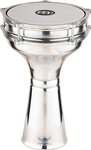 Meinl Percussion Aluminium Series Darbuka - Sehr große Handtrommel - Mit Kunststofffell - Durchmesser 8 Zoll - Aluminium, Silber (HE-104)