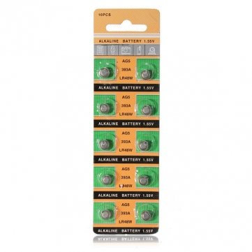 10 pcs Alkaline AG5 G5 LR48 LR754 SR754W 393 1.55V Button Cell Battery