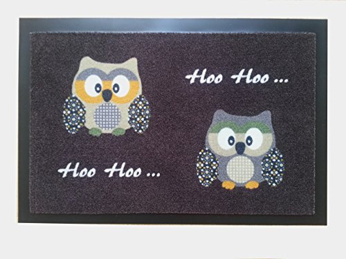 Trendstern Trendprodukteshop Fußmatte Fußabtreter Schmutzmatte Motiv Design Eule OWL (braun 2 Eulen)