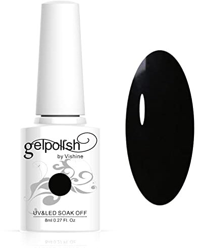 Vishine Gel Nagellack, Schwarz Soak Off UV LED Nagel Gellack für Nail Art Salon DIY zu Hause Starter Nagellack Maniküre Nagellack 8ml #1348