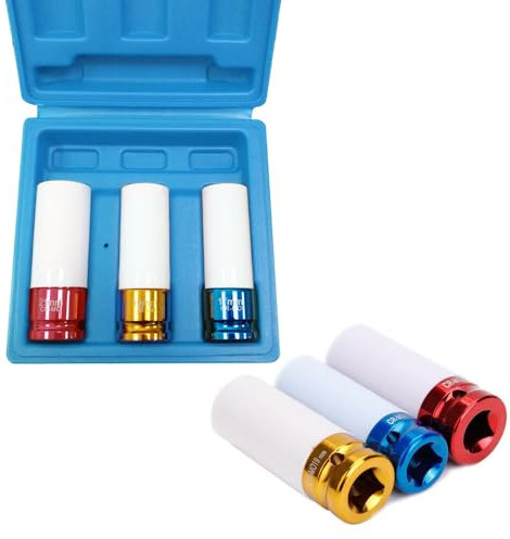 LARS360 Jeu de 3 clés à chocs 17 mm/19 mm/21 mm 12,7 mm Douilles de forage