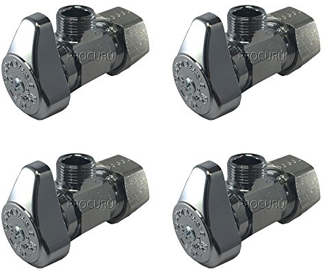 (4-Pack) BrassCraft G2CR19L1X 1/2-in Nominal Comp x 3/8-in OD Outlet Chrome Plated Brass 1/4-Turn Angle Stop Valve Less Outlet Sleeve/Nut (4-Pack)