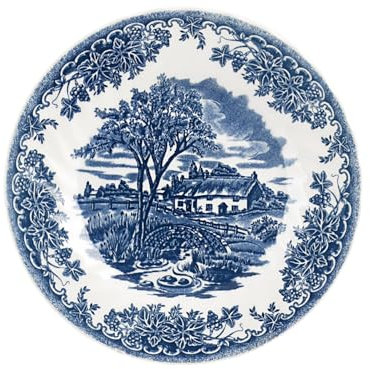 Churchill Brook Blue Set de 6 assiettes à fruits, Earthware, blanc/bleu,