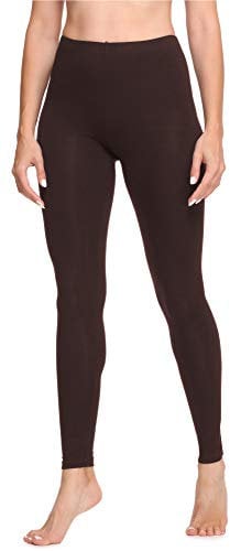Ladeheid Leggings Damen aus Baumwolle Bequeme und Lange Leggins für Frauen für Frühling Sommer Herbst Winter Saison LA40-133 (Braun, S)