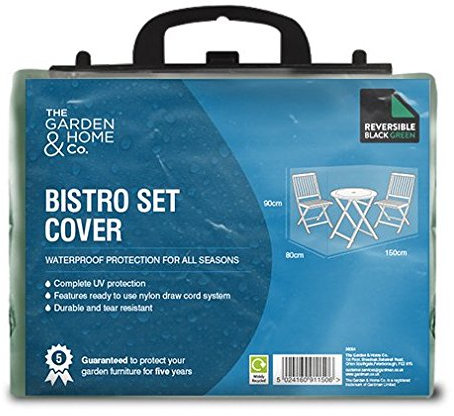 Full Bistro Set Cover, Reversible Green & Black, Full weather protection, easy to fit, Garden furniture covers designed in the UK