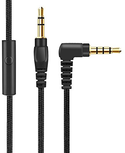 Riwbox Replacement Audio Cord Line With Microphone 3.5Mm Extension Cable For Headphones (Black)