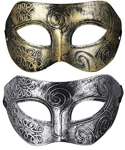 Amosfun 2 PCS Masque Vénitien Homme Masque Dentelle Homme pour Halloween Fête Carnaval Soirée Costume Photo Props