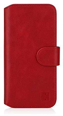 32nd Essential Series 2.0 - Book Wallet PU Leather Flip Case Cover For Apple iPhone 11 Pro (5.8), Design With Card Slot and Magnetic Closure - Red