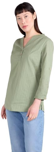 Mountain Warehouse Petra Womens Relaxed Fit 3/4 Sleeve Shirt - 100% Cotton Voile Ladies Top, Lightweight, Breathable Blouse - Spring Summer, Travelling, Daily Use Light Khaki 12