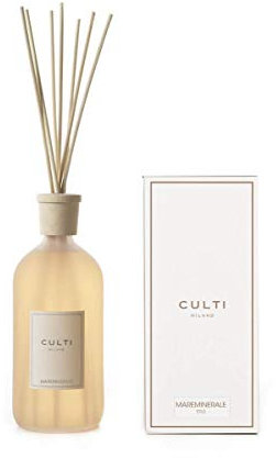 Culti Diffusore Bastoncini Stile da 1000 ml Milano | Fragranza MAREMINERALE, al midollino, accordo Mare, Musk Minerale. - Durata 3 Mesi - Metratura da 10 a 20 mq