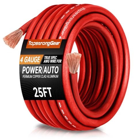 4 Gauge Red 25ft Power/Ground Wire True 4 AWG Power Wire-True Spec and Soft Touch Cable (Red)