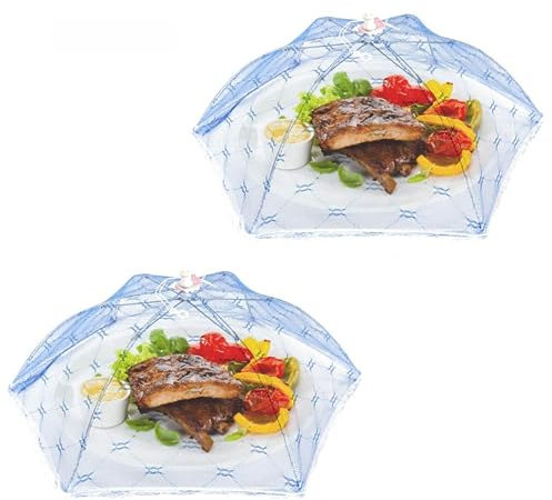 Premium 2 x Insektenschutzhaube XXXL (58 x 58 cm) Abdeckhaube (2 Stück) - Fliegenhaube Fliegenschutz Fliegennetz Insektenschutz Speisenschirm Moskitonetz Schutzhaube Marke HUKITECH