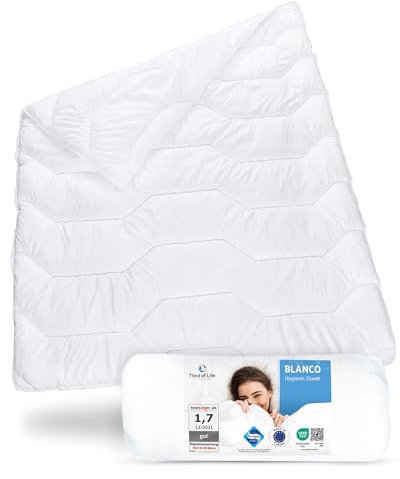 Bettdecke 240x200 BLANCO, Große Ganzjahresdecke, 𝐈𝐝𝐞𝐚𝐥𝐞 𝐇𝐲𝐠𝐢𝐞𝐧𝐞 für Allergiker, Nachhaltige Decke mit Feuchtigkeitsmanagement, Blanket 240 x 200 cm, Extra weich, flauschig & atmungsaktiv