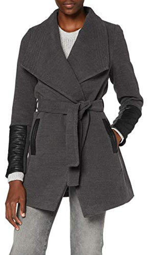 VERO MODA Damen Mantel VMCala AW20 mit Kragen und Gürtel 10238911 Dark Grey Melange S