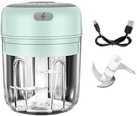 250Ml Mini Picadora EléCtrica PequeñO Procesador Portatil Batidoras Licuadora Frutas Picadora De Alimentos Para Picar Vegetales, Triturador De Para Carne, Cebolla Y Nueces Usb Recargable - Verde