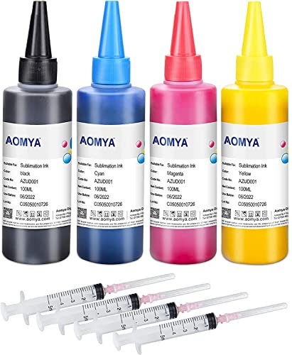 Aomya Sublimation Ink Refill Kit for Epsn ET-2720 ET2750 ET-2760 ET-4700 Inkjet Printers C88 CX3810 WF7820 Piezo Electronic Printer Head on Polyester Shirts, Plates, Mugs, Phone Cases, Pillow