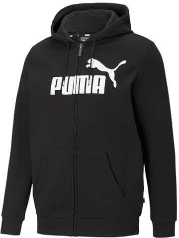 PUMA Felpa con zip integrale e logo grande Essentials uomo M Black