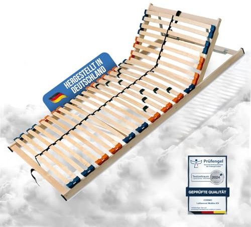 Coemo 7 Zonen Lattenrost MULTIRA - Kopfteil verstellbar, 28 Leisten Lattenroste, Mittelgurt, 90x200 cm, preisgünstiger Bausatz