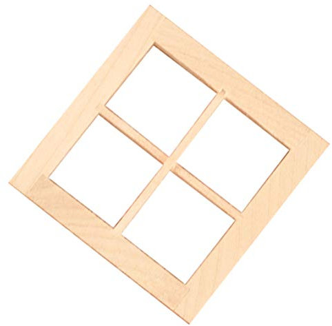 EXCEART Miniatur Holz 4-Fach Fenster Puppenhaus ZubehöR 1:12 PuppenhausmöBel FüR DIY Dekoration Und Modellbau