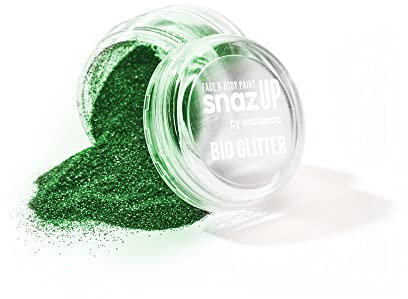 Snazaroo Bio Glitter Face and Body Paint, Biodegradable Fine Gliter,Green Colour, 5g