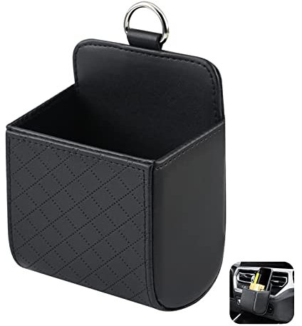 Sac de rangement de sortie d'aération de voiture noir universel sac en cuir PU porte-pochette téléphone portable suspendu organisateur conteneur