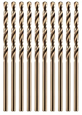 amoolo 3/32 inch Cobalt Drill Bits(10Pcs), M35 HSS Metal Jobber Length Twist Drill Bit Set for Hard Metal, Stainless Steel